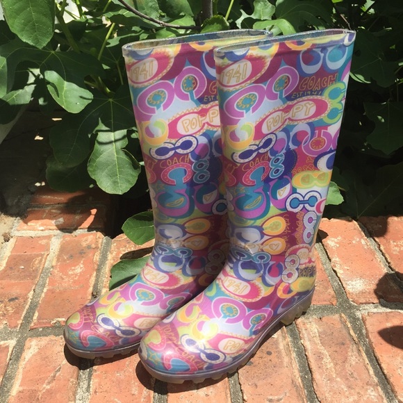 Coach Pixy Poppy “POP C” Rainboots  Q497 Size 6 - Picture 1 of 13